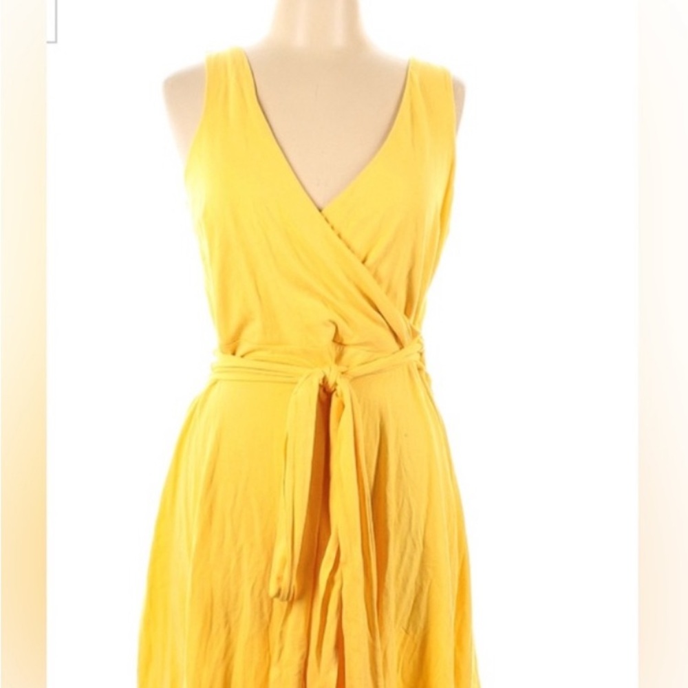 Moda International Sunny Yellow Wrap Midi Dress